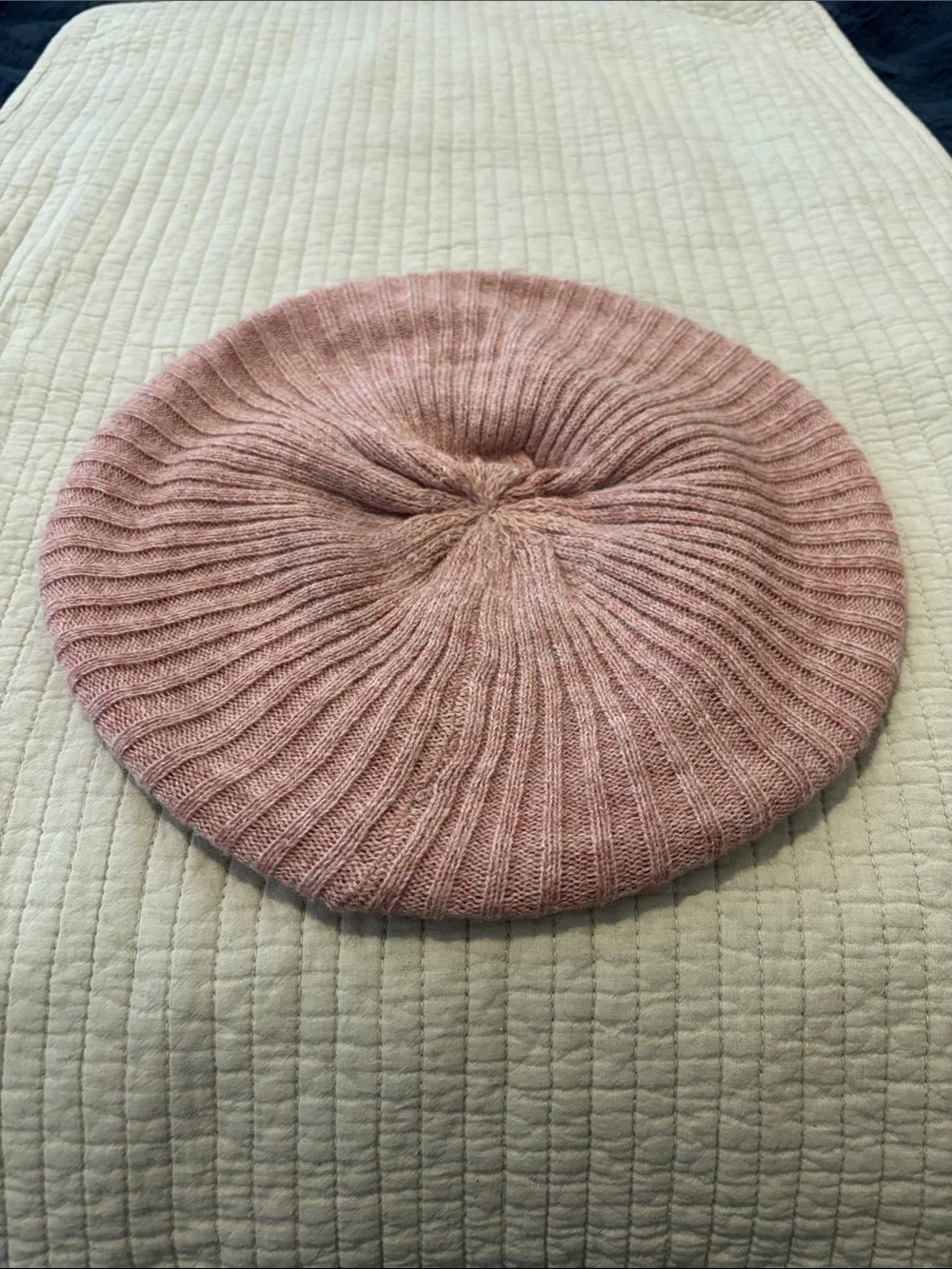 Anthropologie Ribbed Knit Beret - Dusty Rose Pink